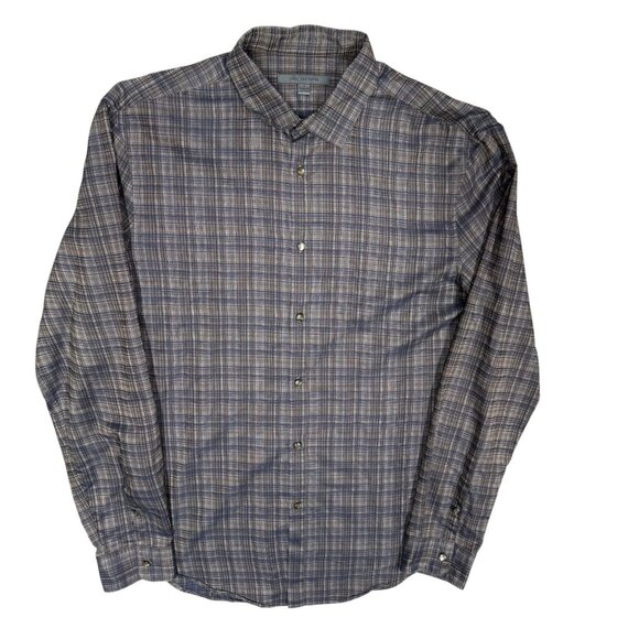 John Varvatos Long Sleeve Shirt Button Up Lightweight Plaid Cotton Medium - Picture 1 of 8
